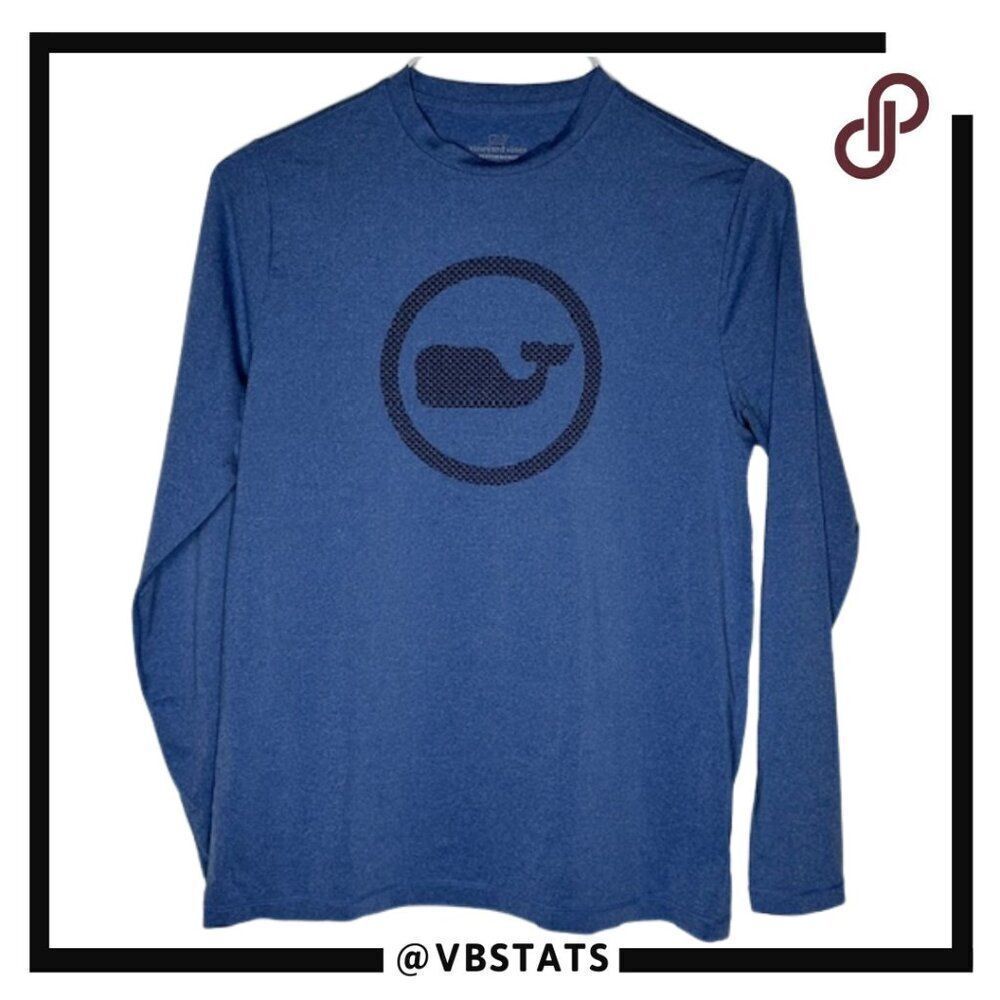Vineyard Vines Performance Boy's Large (16) Royal and Navy Graphic Design LS Top